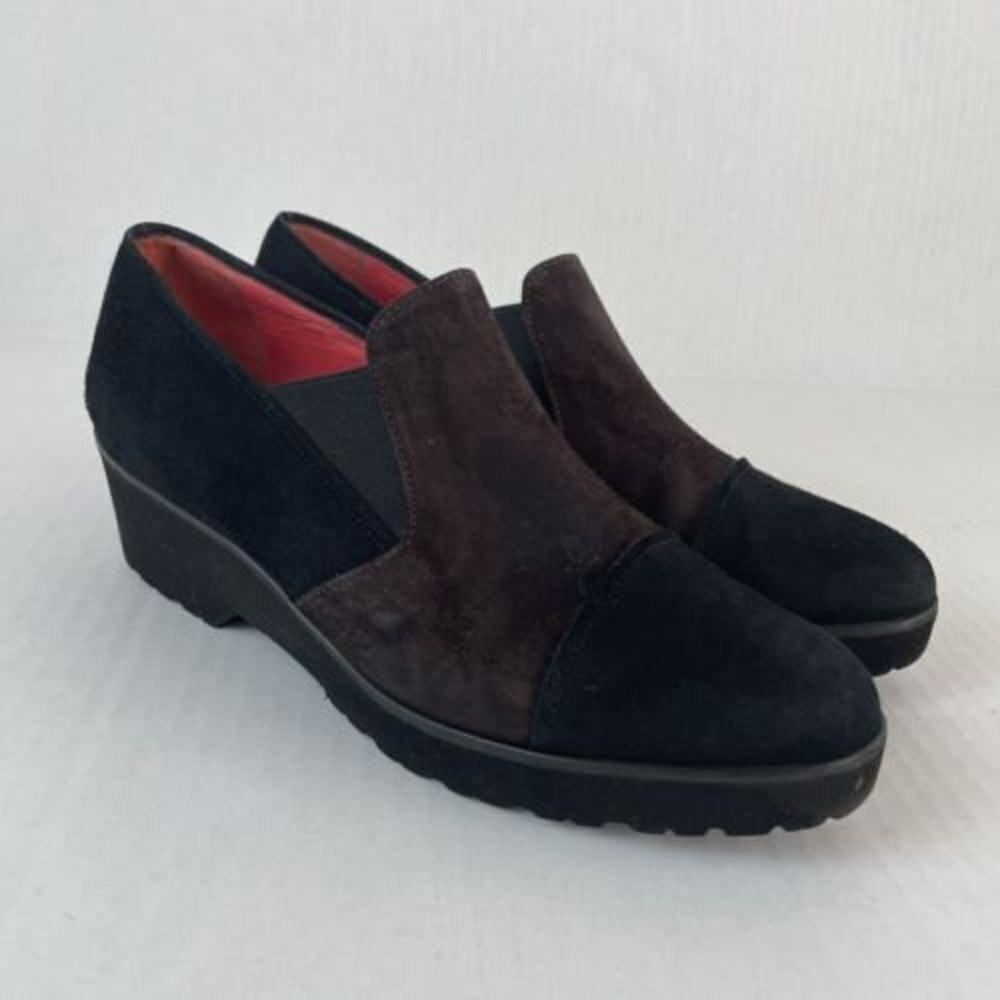 Pos Ole Rouge Shoes Black Brown Suede Women’s Size 37.5 Made‎ In Italy​​​​​​